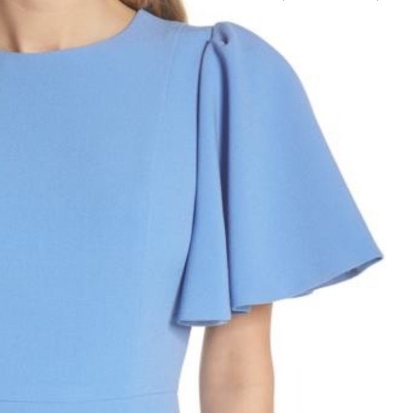 Flutter Sleeve Crepe Sheath Dress - Picture 2 of 11